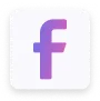 a square icon with the letter f on it